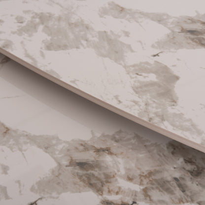 Dining Table Extendable Aira Hm18411 Ceramic Top In White/brown Marble Coloring 165/240x90x76hcm.