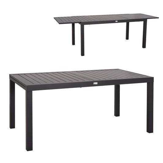 Extendable Dining Table Krum Hm6277.03 Aluminum In Dark Grey 160-240x90x73hcm.