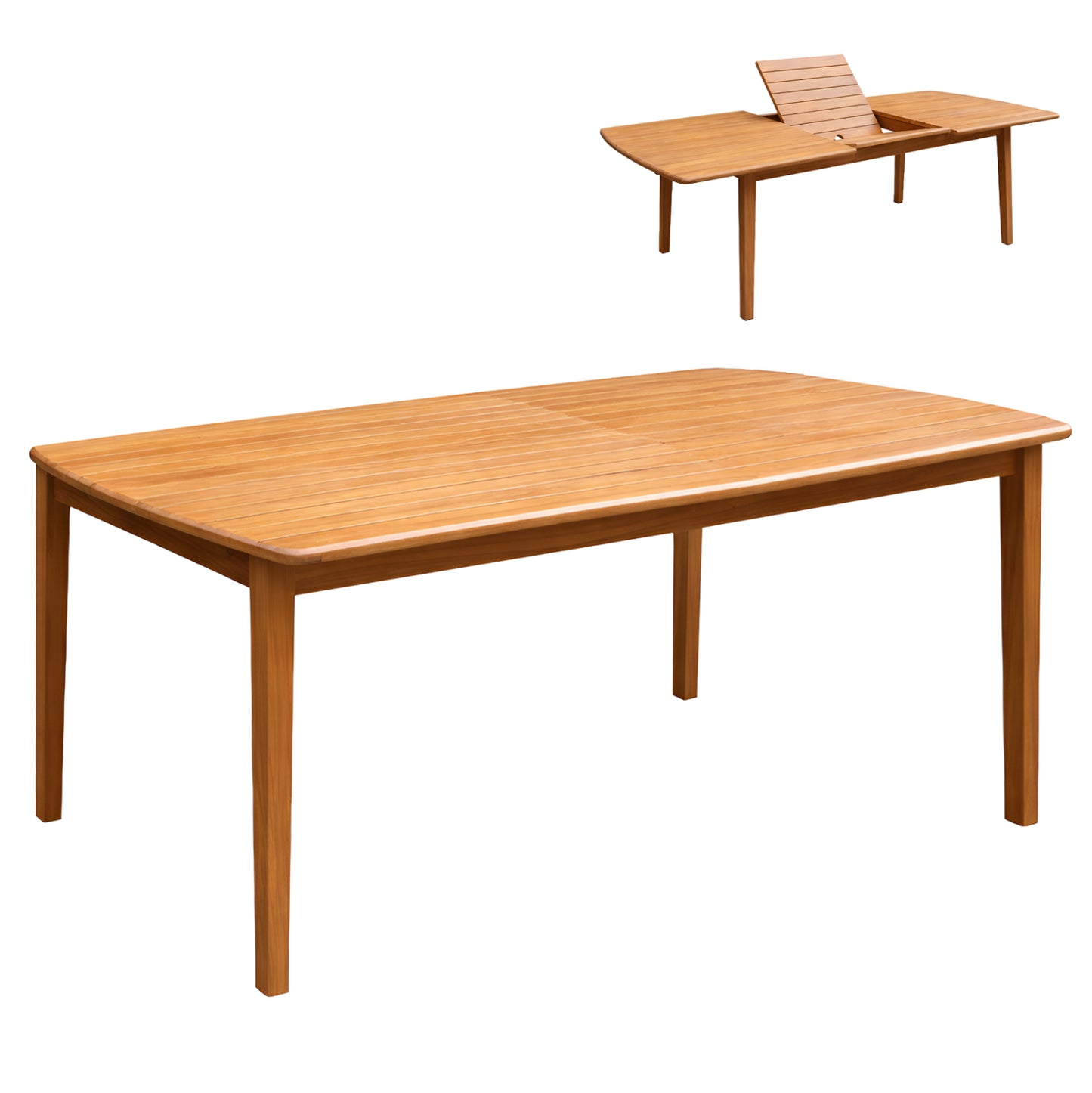 Extendable Dining Table With Umbrella Hole Fey Hm6519 Acacia Wood--natural 180/240x100x74hcm.