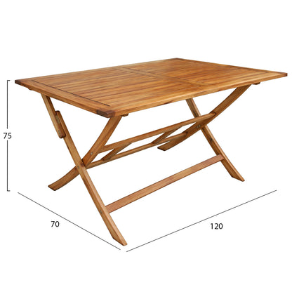 Outdoor Dining Table Foldable Ferner Hm6539 Acacia Wood In Natural 120x70x75hcm.