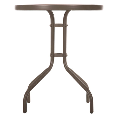 Outdoor Round Table Lima Hm5079.04 Metal In Champagne Color-glass Tabletop Φ60x70hcm