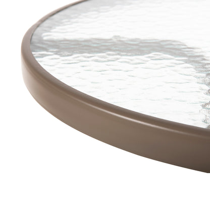 Outdoor Round Table Lima Hm5079.04 Metal In Champagne Color-glass Tabletop Φ60x70hcm