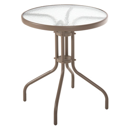 Outdoor Round Table Lima Hm5079.04 Metal In Champagne Color-glass Tabletop Φ60x70hcm