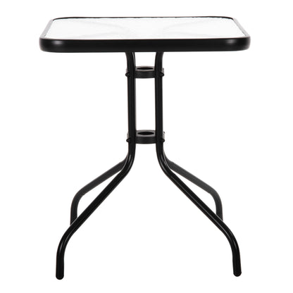 Outdoor Table Square Figo Hm5035.03 Black Metal-glass Tabletop 60Χ60Χ70hcm