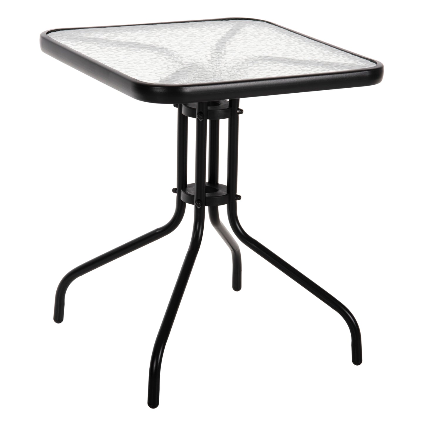 Outdoor Table Square Figo Hm5035.03 Black Metal-glass Tabletop 60Χ60Χ70hcm