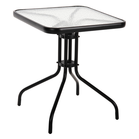 Outdoor Table Square Figo Hm5035.03 Black Metal-glass Tabletop 60Χ60Χ70hcm