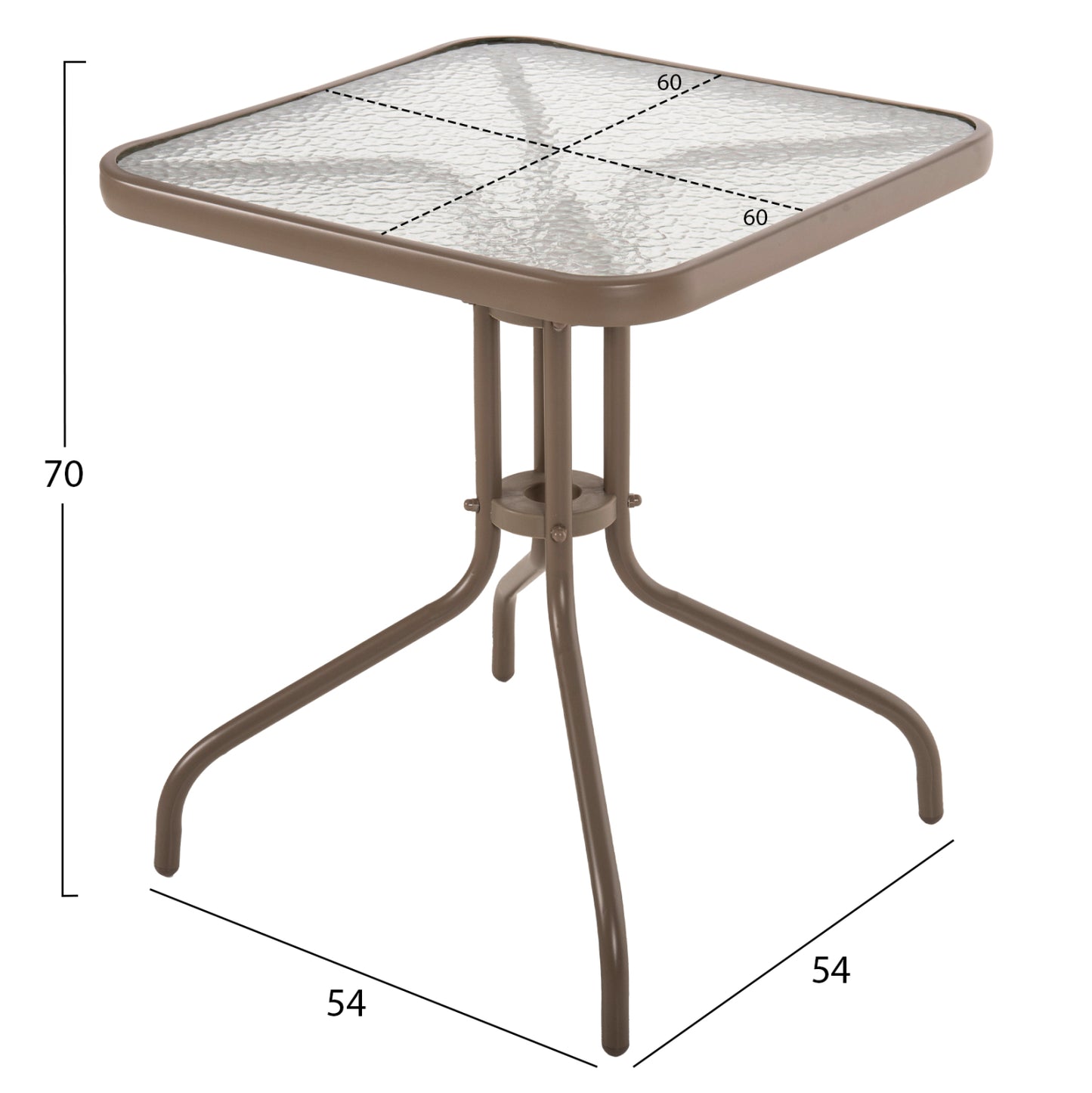 Outdoor Table Square Figo Hm5035.04 Champagne Metal-glass Tabletop 60Χ60Χ70hcm