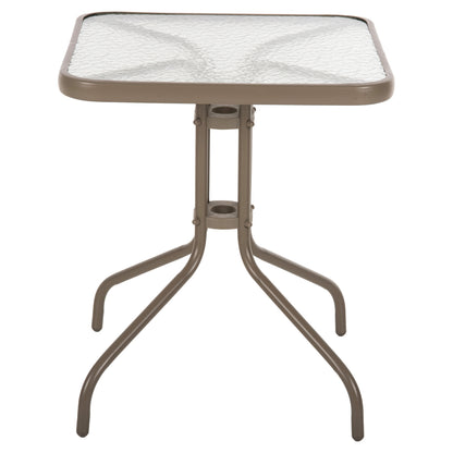 Outdoor Table Square Figo Hm5035.04 Champagne Metal-glass Tabletop 60Χ60Χ70hcm