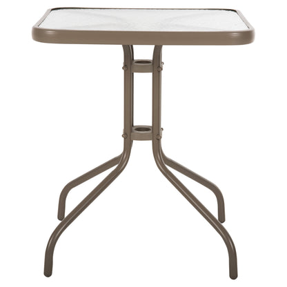 Outdoor Table Square Figo Hm5035.04 Champagne Metal-glass Tabletop 60Χ60Χ70hcm