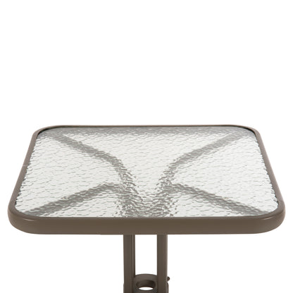 Outdoor Table Square Figo Hm5035.04 Champagne Metal-glass Tabletop 60Χ60Χ70hcm