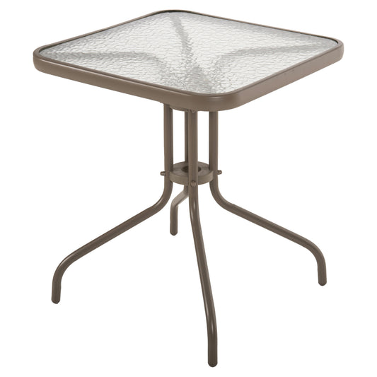 Outdoor Table Square Figo Hm5035.04 Champagne Metal-glass Tabletop 60Χ60Χ70hcm