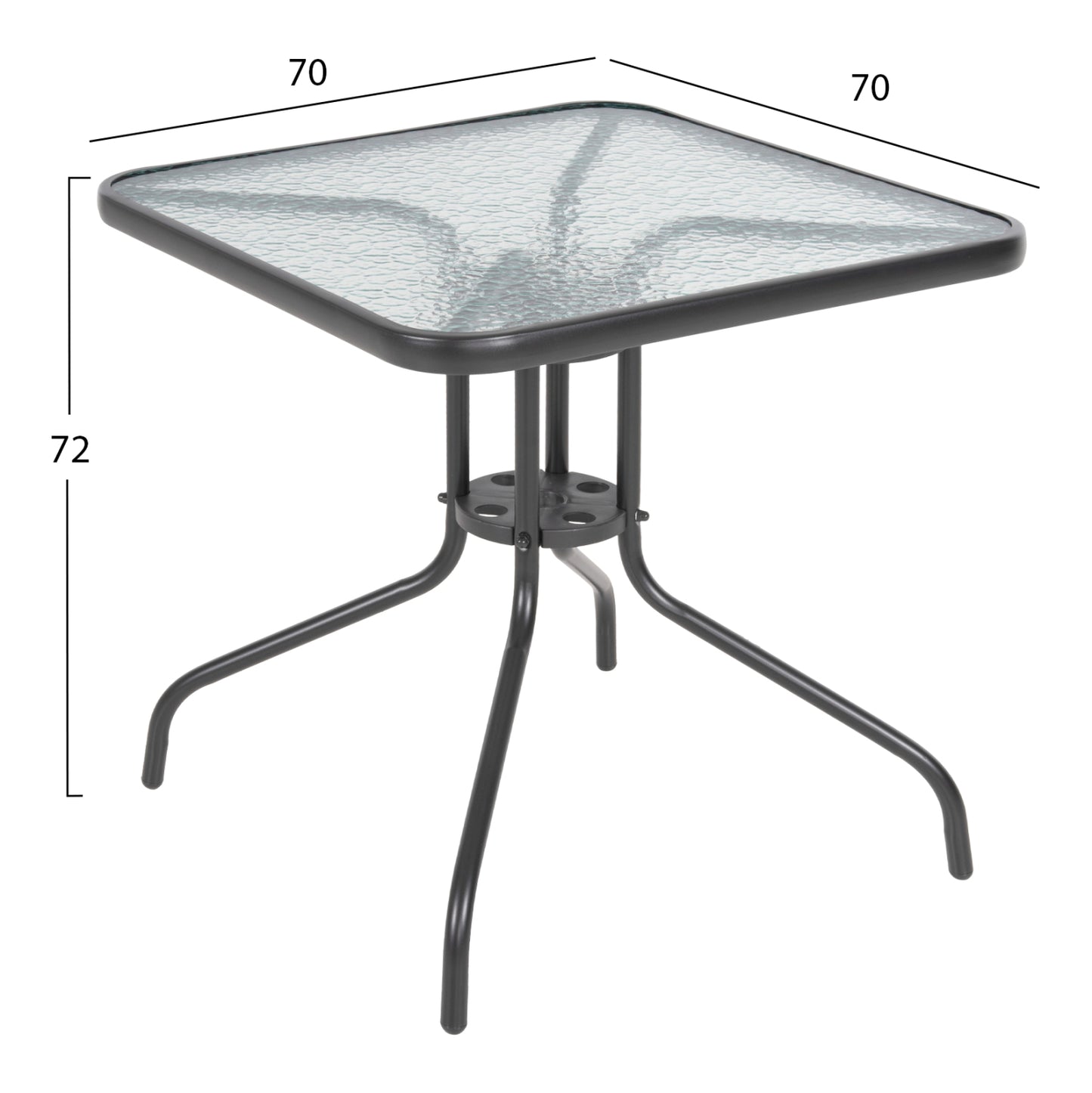 Outdoor Table Square Figo Hm5036.01 Grey Metal-glass Tabletop 70Χ70Χ72hcm