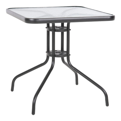 Outdoor Table Square Figo Hm5036.01 Grey Metal-glass Tabletop 70Χ70Χ72hcm