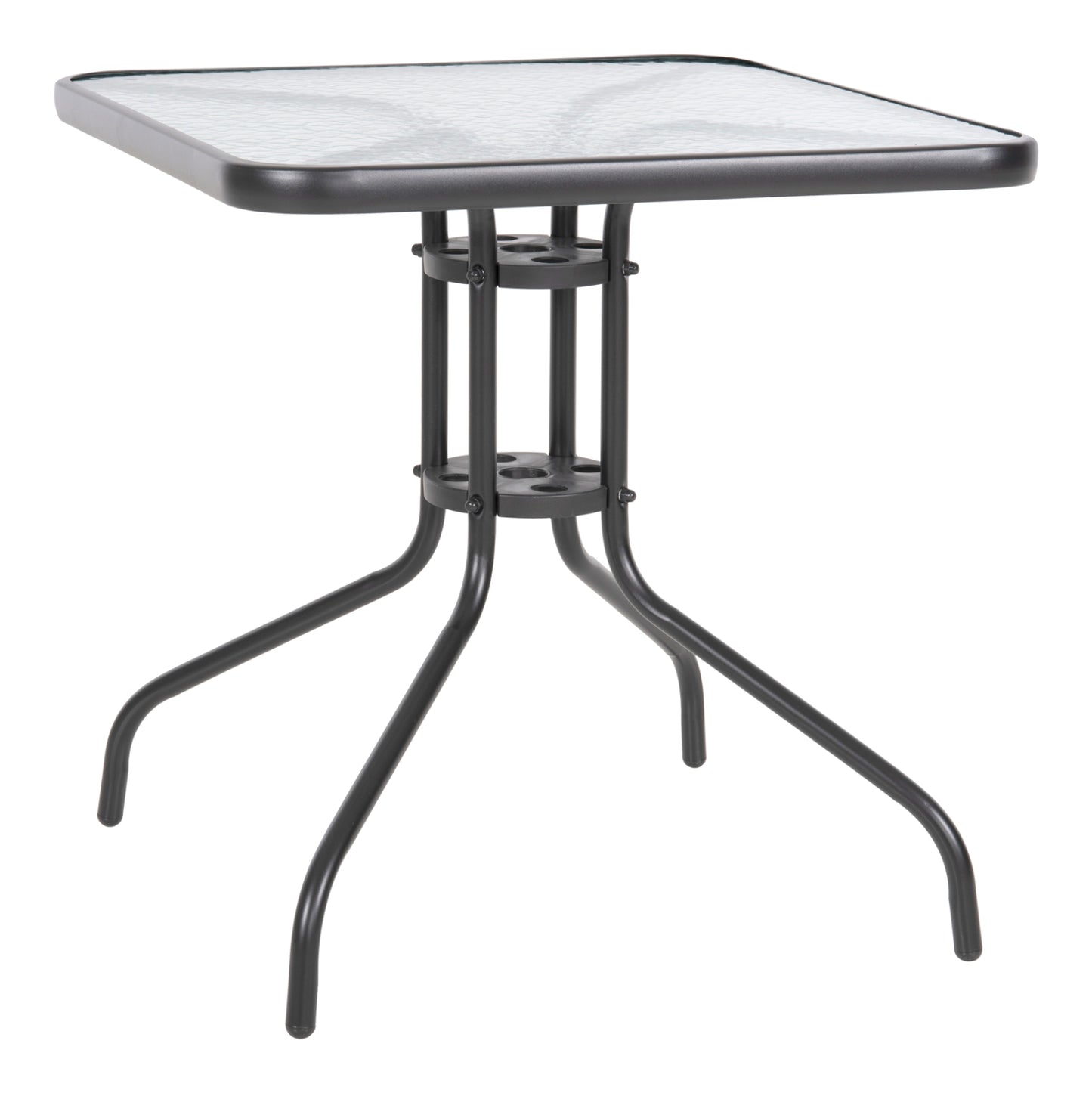 Outdoor Table Square Figo Hm5036.01 Grey Metal-glass Tabletop 70Χ70Χ72hcm