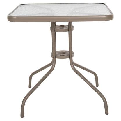 Outdoor Table Square Figo Hm5036.04 Champagne Metal-glass Tabletop 70Χ70Χ72.5hcm