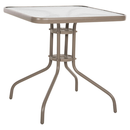 Outdoor Table Square Figo Hm5036.04 Champagne Metal-glass Tabletop 70Χ70Χ72.5hcm
