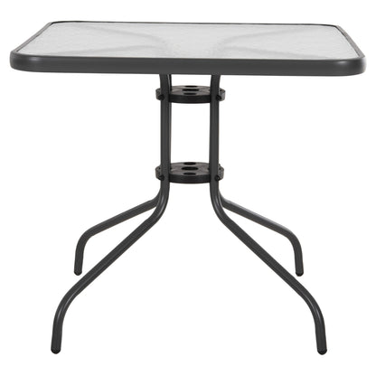 Outdoor Table Square Figo Hm5972.01 Grey Metal-glass Tabletop 80Χ80Χ71hcm