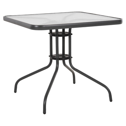 Outdoor Table Square Figo Hm5972.01 Grey Metal-glass Tabletop 80Χ80Χ71hcm