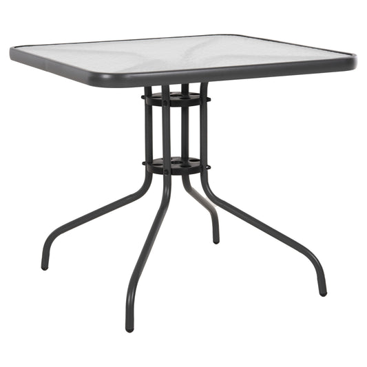 Outdoor Table Square Figo Hm5972.01 Grey Metal-glass Tabletop 80Χ80Χ71hcm