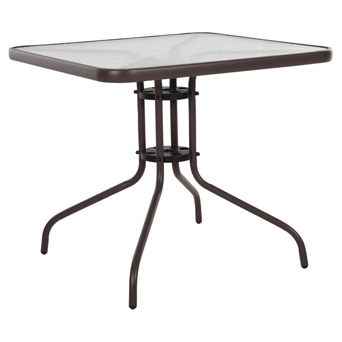 Outdoor Table Square Figo Hm5972.02 Brown Metal-glass Tabletop 80Χ80Χ71hcm
