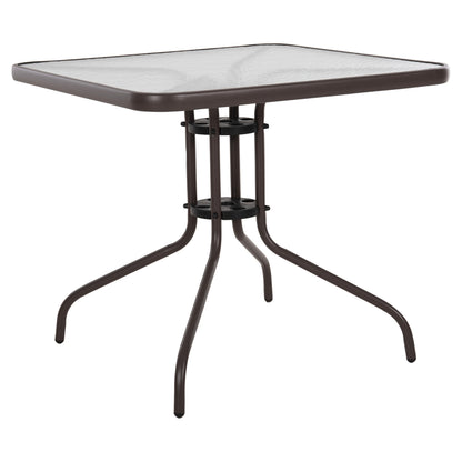 Outdoor Table Square Figo Hm5972.02 Brown Metal-glass Tabletop 80Χ80Χ71hcm