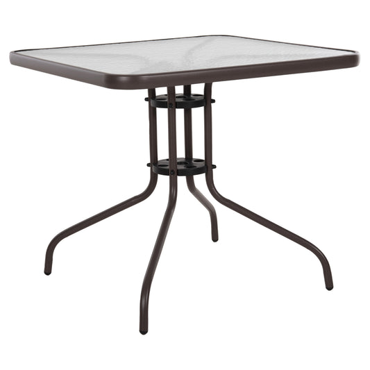 Outdoor Table Square Figo Hm5972.02 Brown Metal-glass Tabletop 80Χ80Χ71hcm