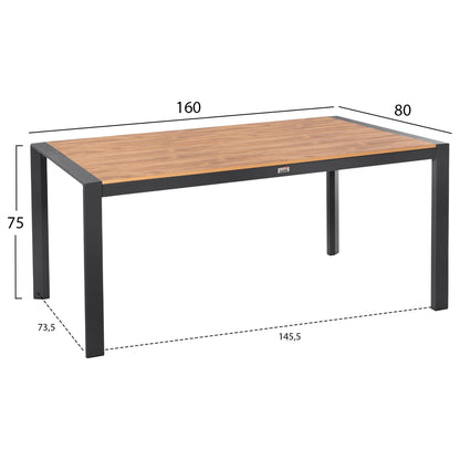 Outdoor Dining Table Goya Hm6059.03 Aluminum In Anthracite & Polywood Tabletop 160x80Χ75hcm.