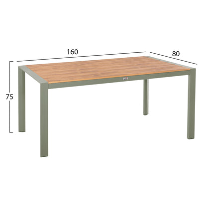 Outdoor Dining Table Goya Hm6059.07 Aluminum In Olive Green & Polywood 160x80Χ75hcm.