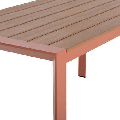 Outdoor Dining Table Goya Hm6059.08 Aluminum In Terracotta & Polywood 160x80Χ75hcm.