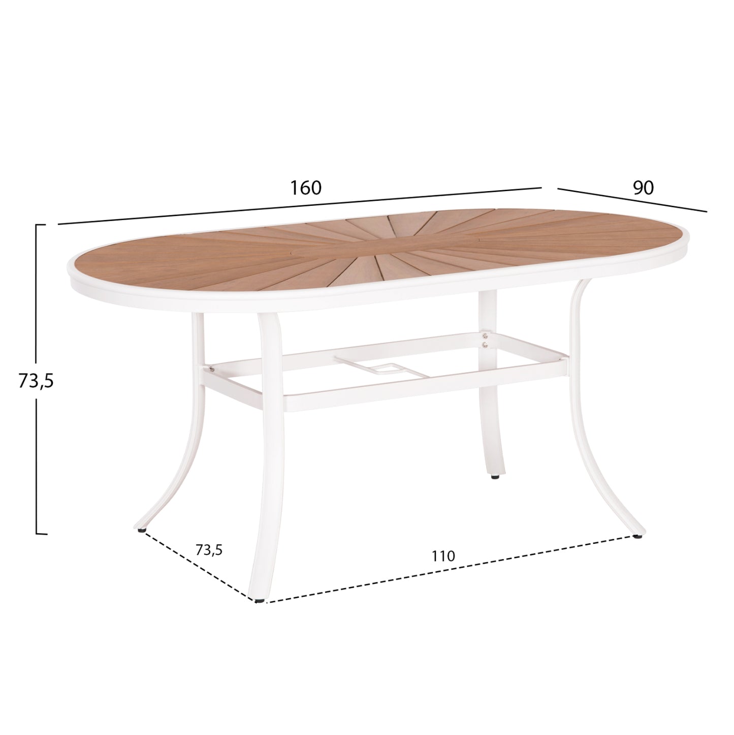 Outdoor Dining Table Telamo Hm6288.02 Aluminum In White & Polywood Tabletop 160x90Χ73.5hcm.