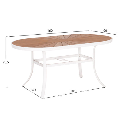 Outdoor Dining Table Telamo Hm6288.02 Aluminum In White & Polywood Tabletop 160x90Χ73.5hcm.