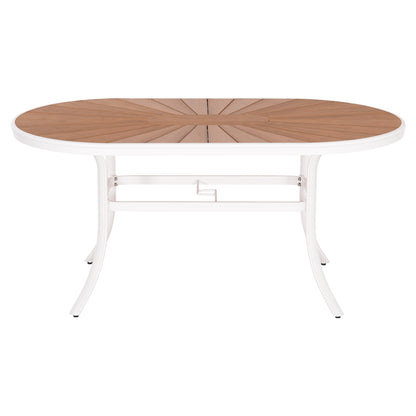 Outdoor Dining Table Telamo Hm6288.02 Aluminum In White & Polywood Tabletop 160x90Χ73.5hcm.