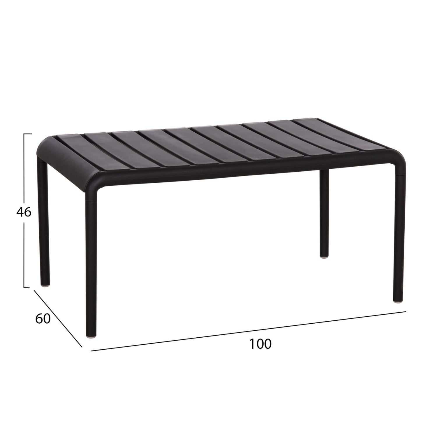 Outdoor Coffee Table Korver Hm6334.02 Polypropylene In Black 100x60x46hcm.