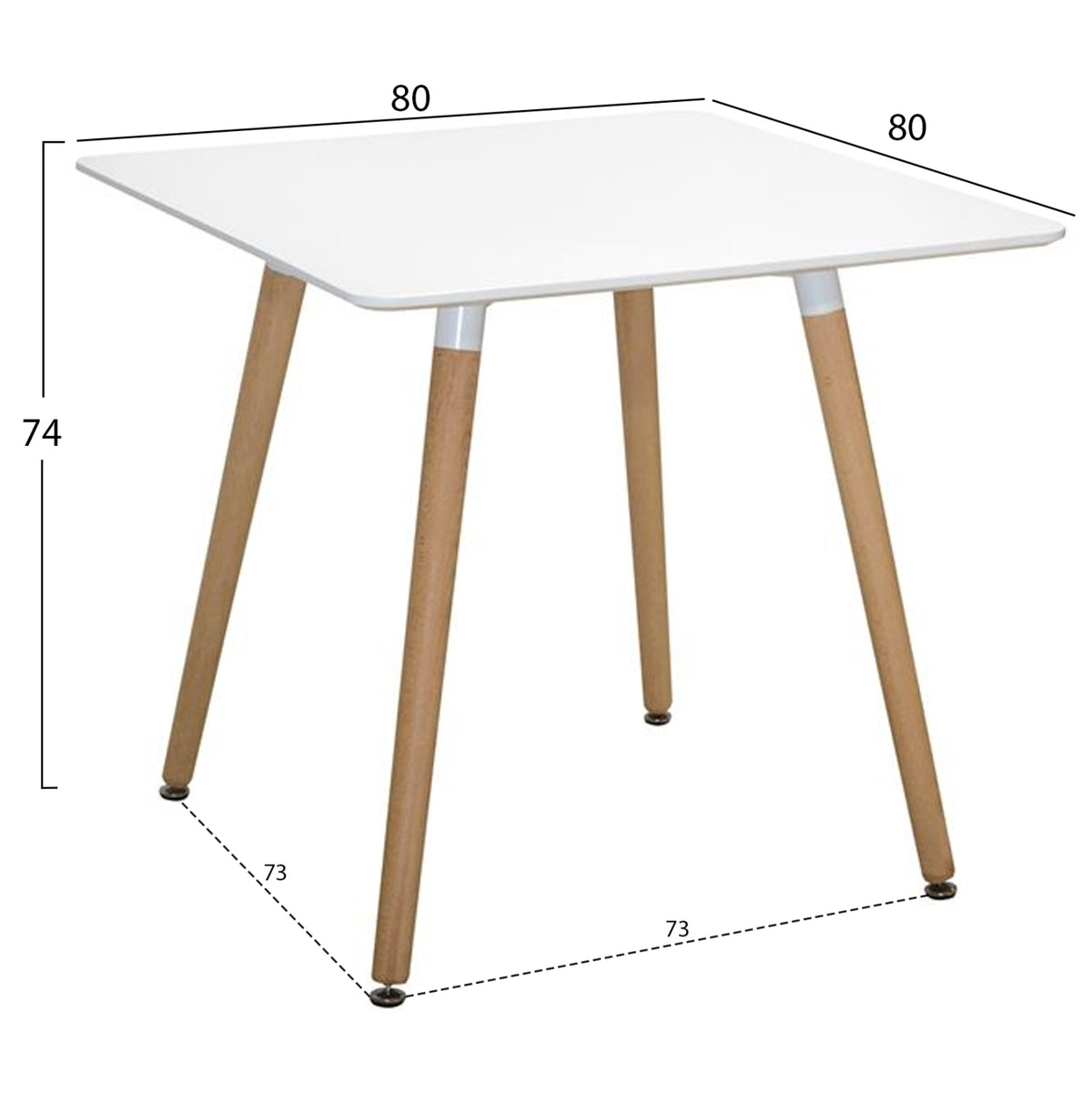 Kitchen Table Minimal Hm0057.01, White Mdf, Legs Beech