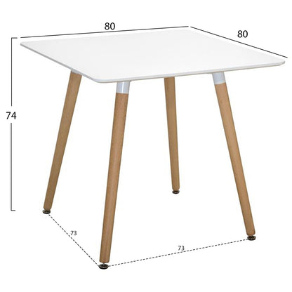 Kitchen Table Minimal Hm0057.01, White Mdf, Legs Beech