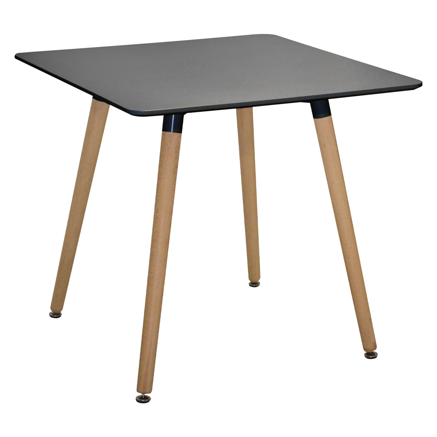 Kitchen Table Minimal Hm0057.02, Black Mdf, Legs Beech, 80x80x74cm
