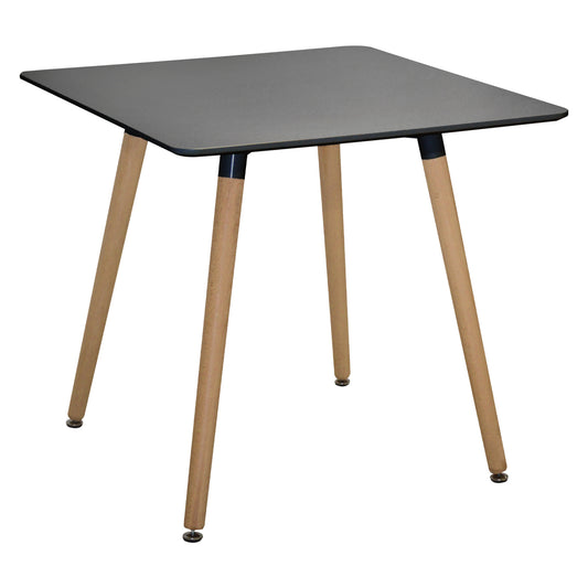 Kitchen Table Minimal Hm0057.02, Black Mdf, Legs Beech, 80x80x74cm