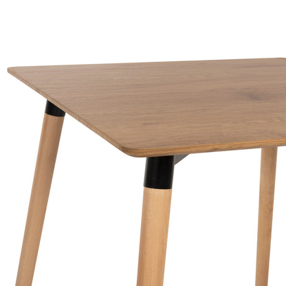 Dining Table Minimal Hm0057.04 Mdf Tabletop In Natural Color-beech Wood Legs In Natural 80Χ80Χ74hcm.