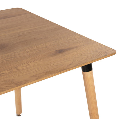 Dining Table Minimal Hm0057.04 Mdf Tabletop In Natural Color-beech Wood Legs In Natural 80Χ80Χ74hcm.