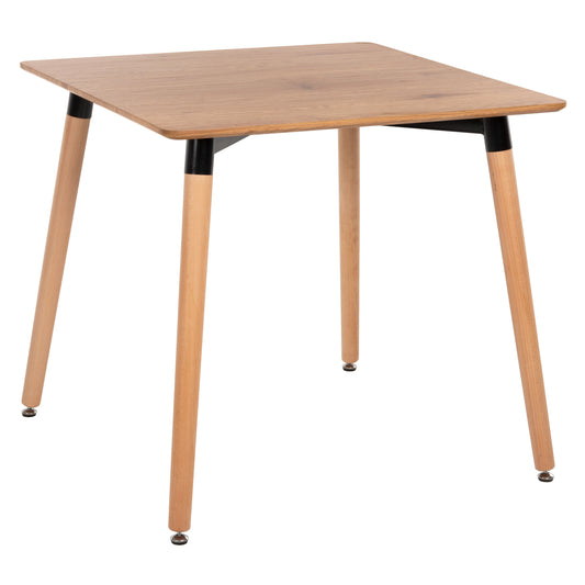 Dining Table Minimal Hm0057.04 Mdf Tabletop In Natural Color-beech Wood Legs In Natural 80Χ80Χ74hcm.