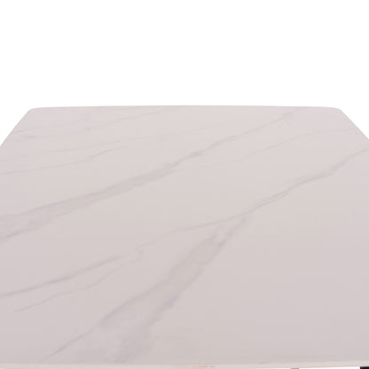 Dining Table Raven Hm18149.01 Ceramic Top In White Marble Look 140x80x74hcm.