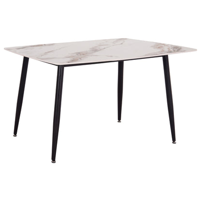 Dining Table Raven Hm18149.04 Ceramic Top In White/brown Marble Look 140x80x74hcm.