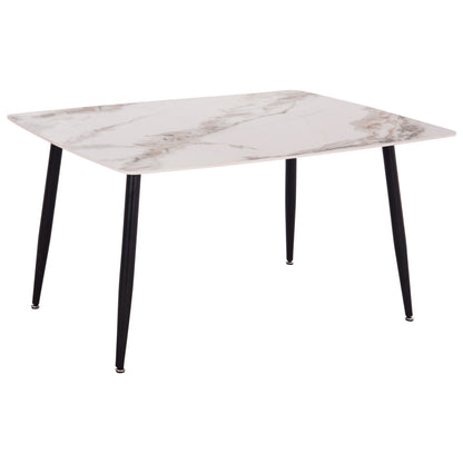 Dining Table Raven Hm18149.04 Ceramic Top In White/brown Marble Look 140x80x74hcm.
