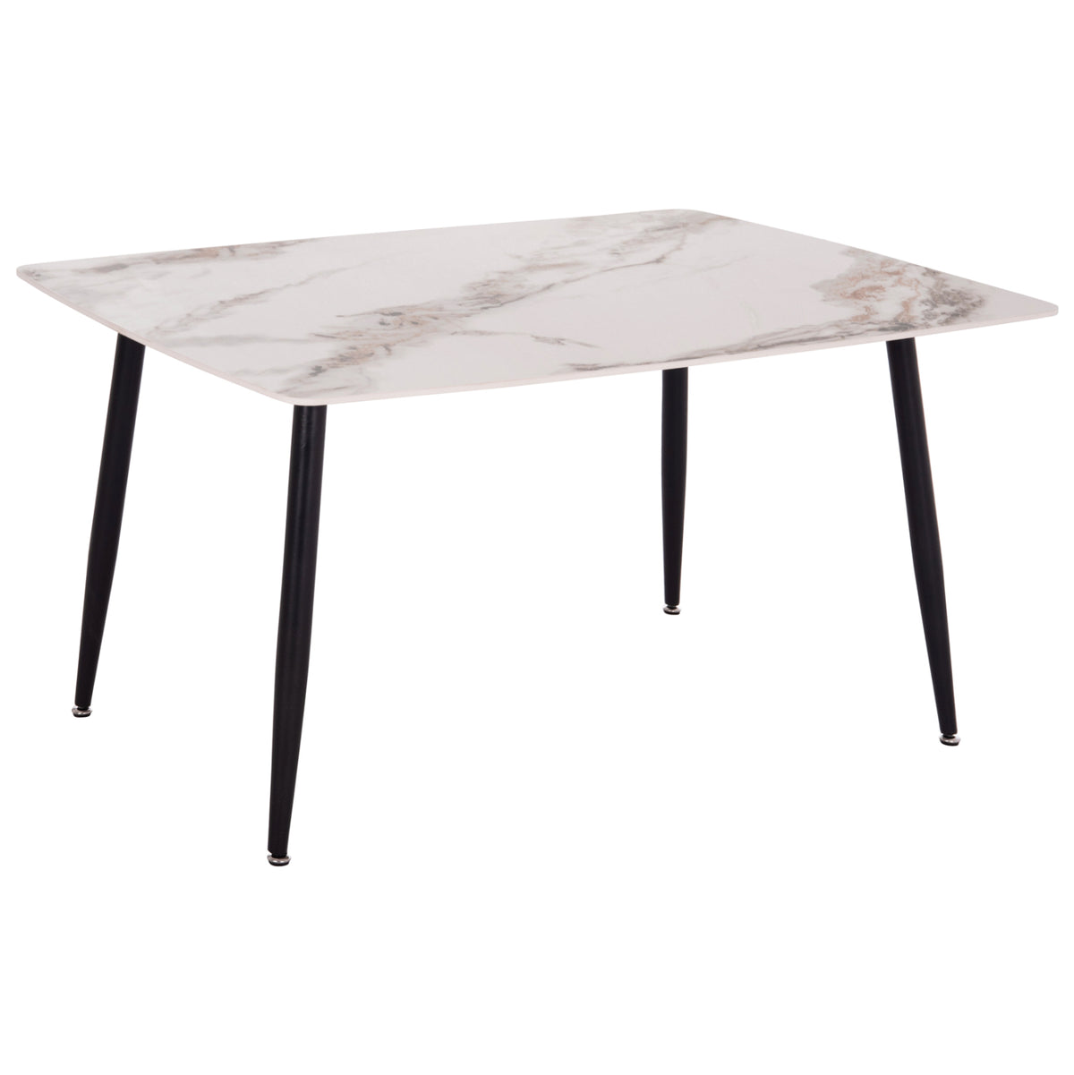 Dining Table Raven Ceramic Top In White/brown Marble Look 140x80xH74hcm