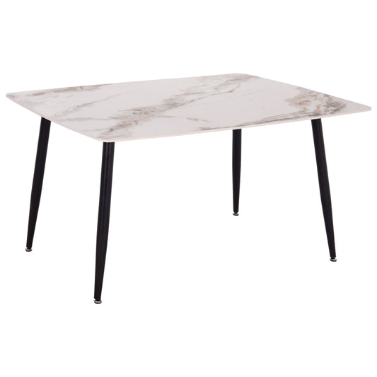 Dining Table Raven Hm18149.04 Ceramic Top In White/brown Marble Look 140x80x74hcm.