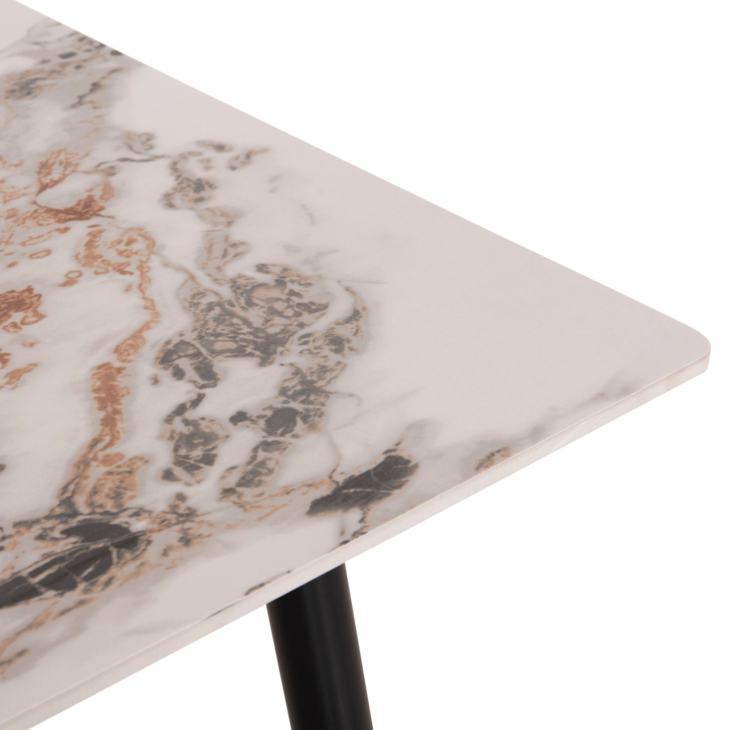 Dining Table Raven Hm18150.04 Ceramic Top In White/brown Marble Look 160x80x74hcm.