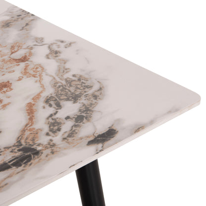 Dining Table Raven Hm18150.04 Ceramic Top In White/brown Marble Look 160x80x74hcm.