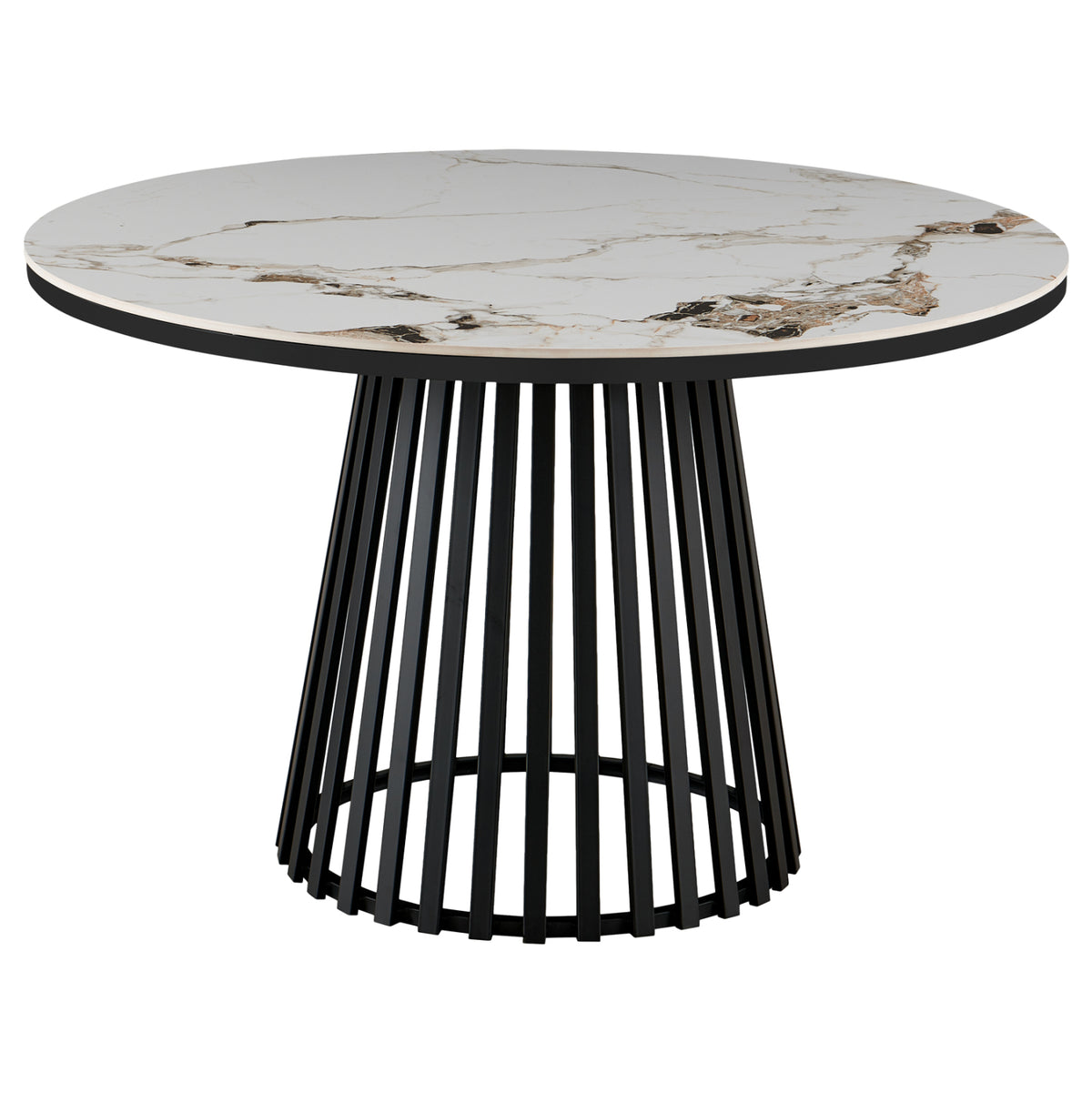 Dining Table Round Charm Hm18465.02 Sintered Stone Top In "patek Philippe"--black Base Φ120x75hcm.