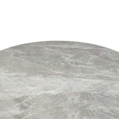 Dining Table Round Charm Hm18465.03 Sintered Stone Top In Grey Marble--black Base Φ120x75hcm.