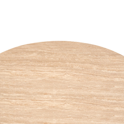 Dining Table Round Charm Hm18465.04 Sintered Stone Top In Travertine--beige Base Φ120x75hcm.
